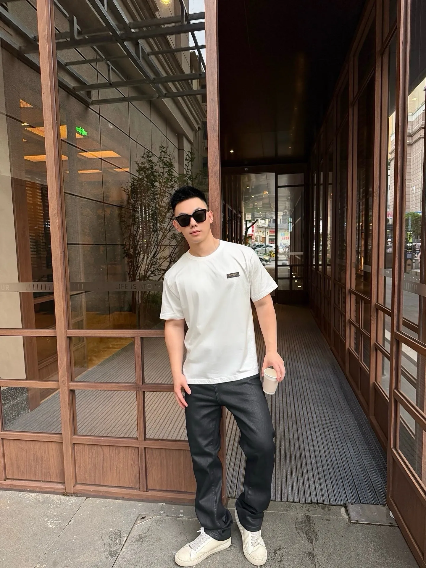 Louis Vuitton/Louis Vuitton 26ss leather chest label short sleeves
